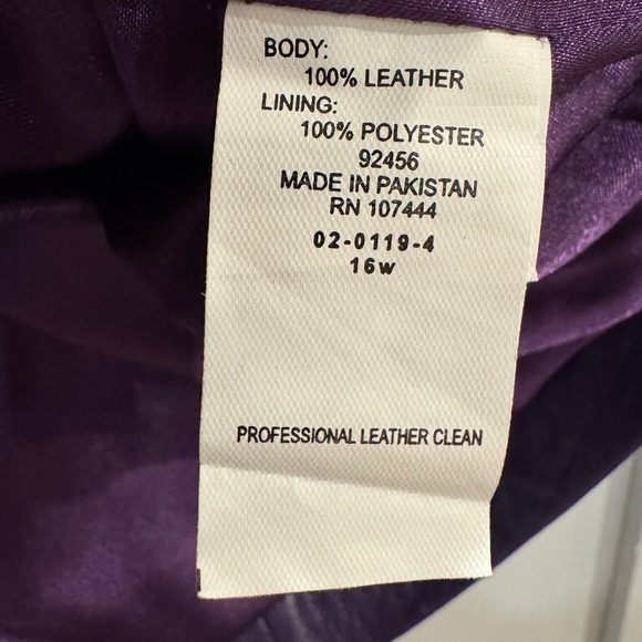 Jessica London Purple Genuine Leather Full Zip Trapeze Jacket Women Size 16W - Picture 4 of 7